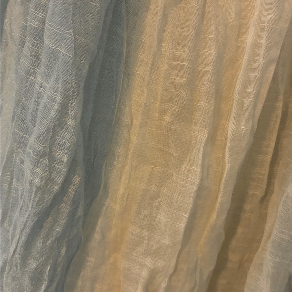Melifluos Light Blue & Cream Head Wrap Scarf Fringe Sheer - Picture 2 of 5